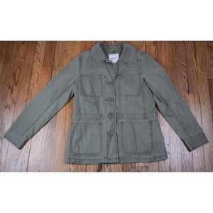 Madewell Military Army Jacket Cotton Button Front Green Women's Size Small EUC